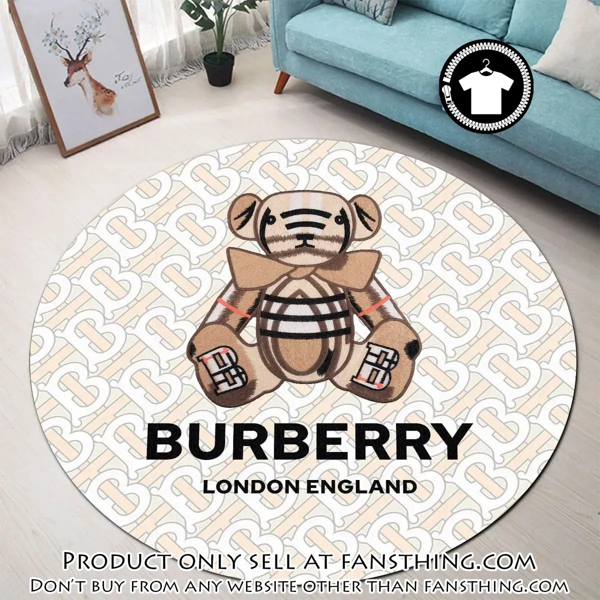 Burberry bear london england luxury brand fashion round rug carpet home decor special gift fst5557593